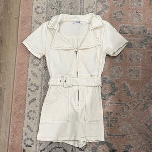 Cream Jumpsuit with Belt